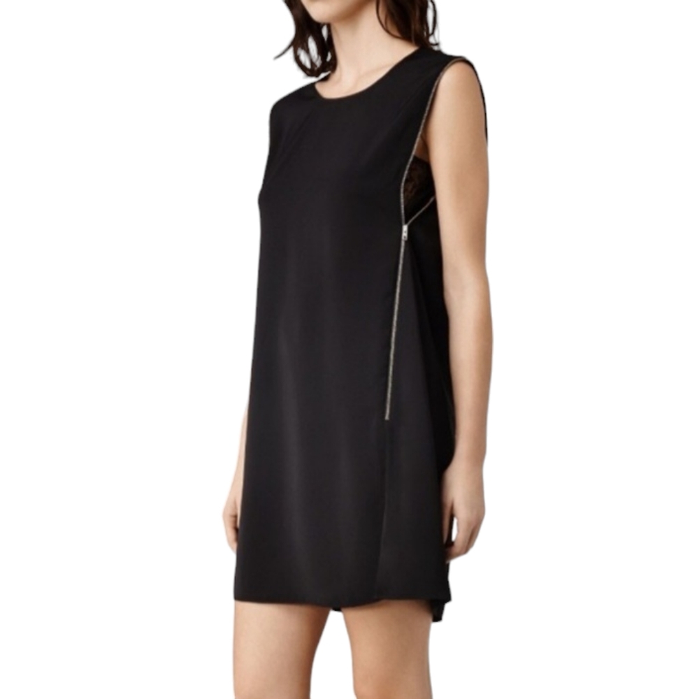AllSaints black Ophelia zippers lace dress 4